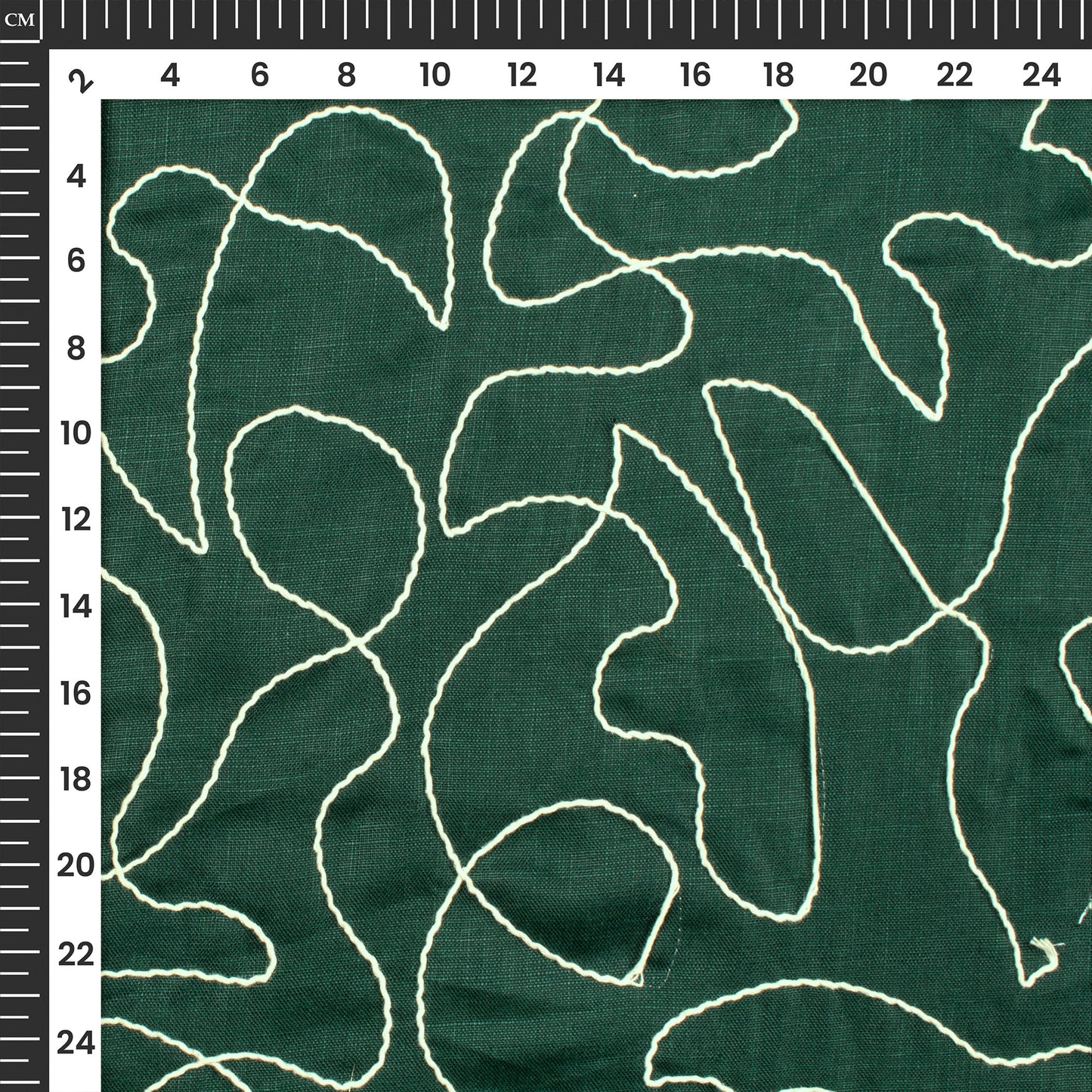 Castleton Green Embroidery Threadwork Plain Blend Cotton Slub Fabric