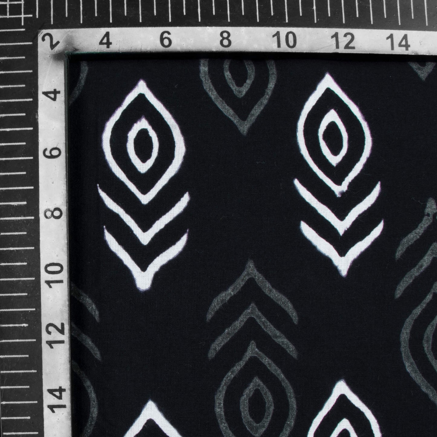 Monochrome Booti Pattern Handblock Cotton Fabric