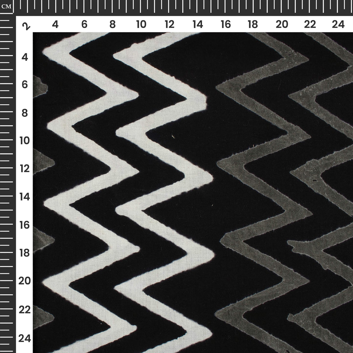 Monochrome Chevron Pattern Handblock Cotton Fabric