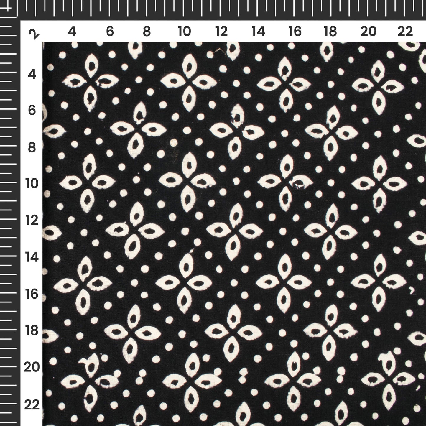 Monochrome Geometric Pattern Handblock Cotton Fabric