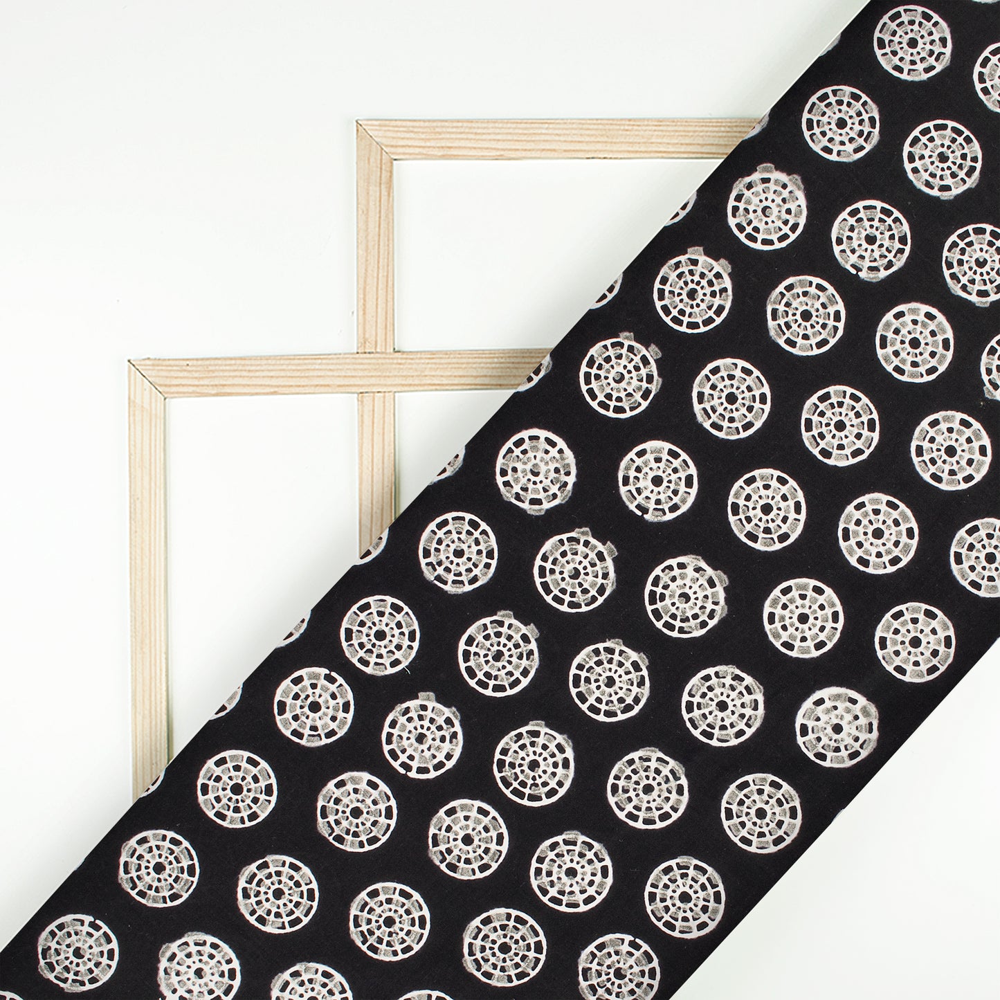 Monochrome Geometric Pattern Handblock Cotton Fabric