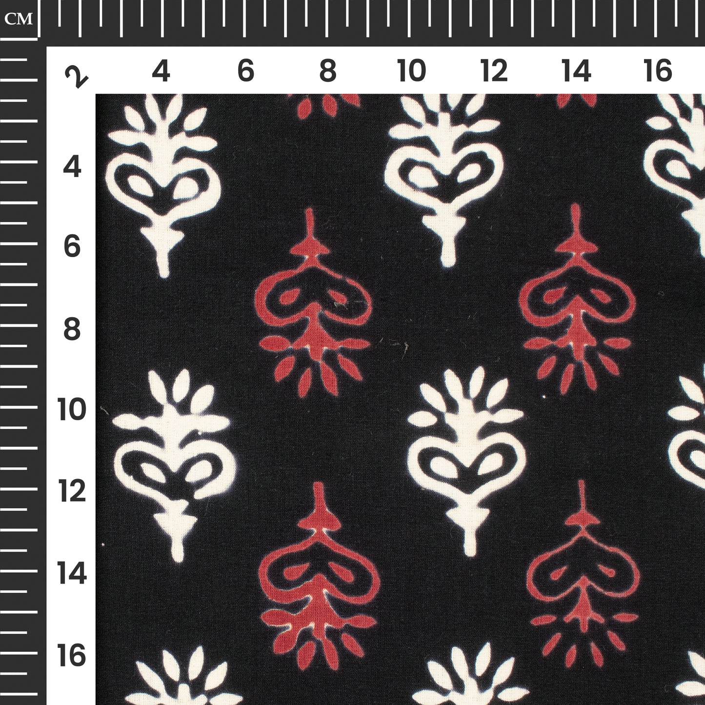 Monochrome Floral Pattern Handblock Cotton Fabric