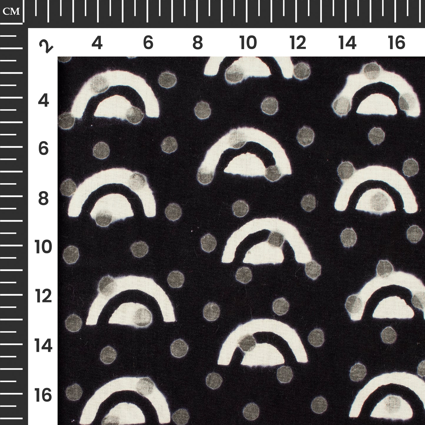 Monochrome Geometric Pattern Handblock Cotton Fabric