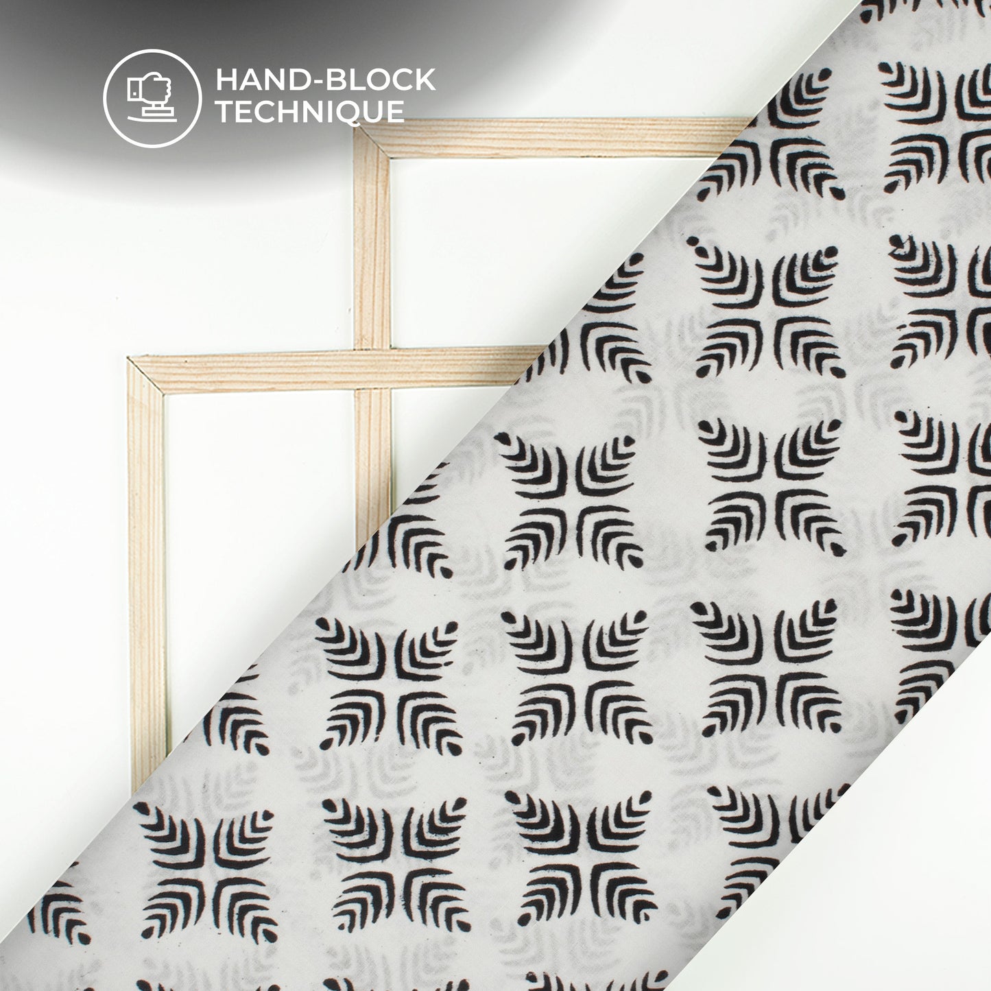 Monochrome Traditional Pattern Handblock Cotton Fabric