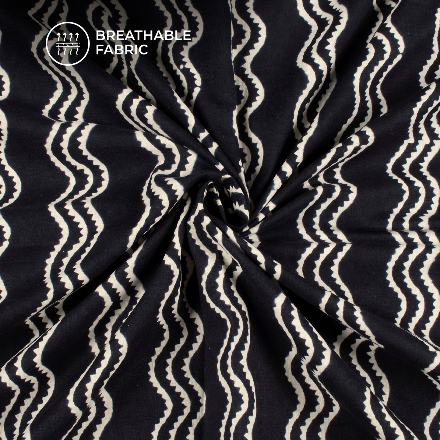 Monochrome Leheriya Handblock Cotton Fabric