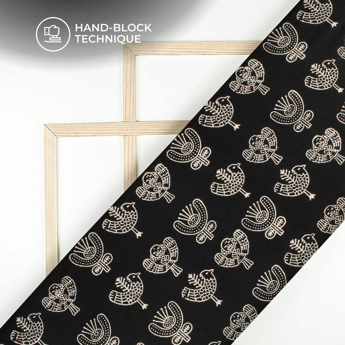 Monochrome Quirky Handblock Cotton Fabric
