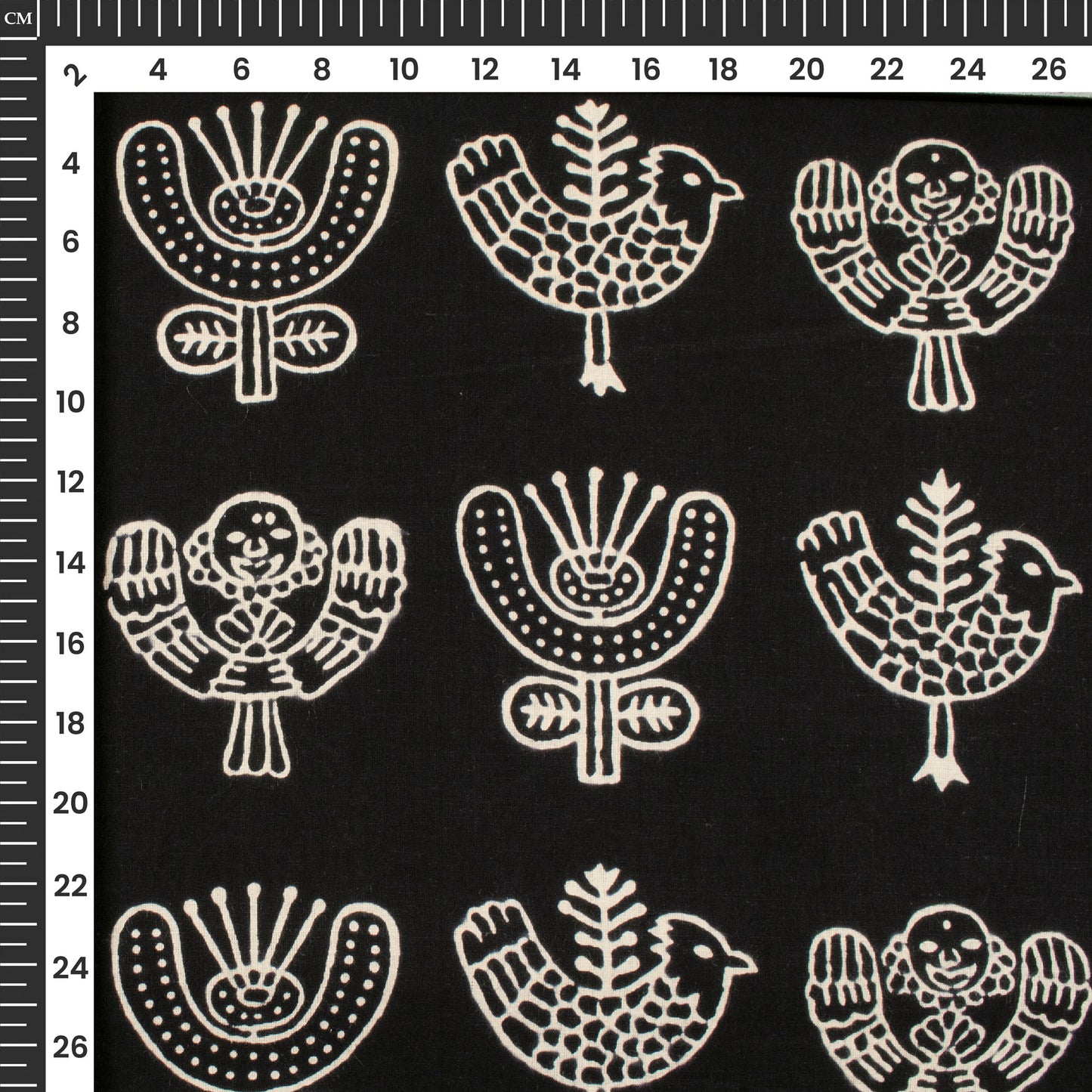 Monochrome Quirky Handblock Cotton Fabric