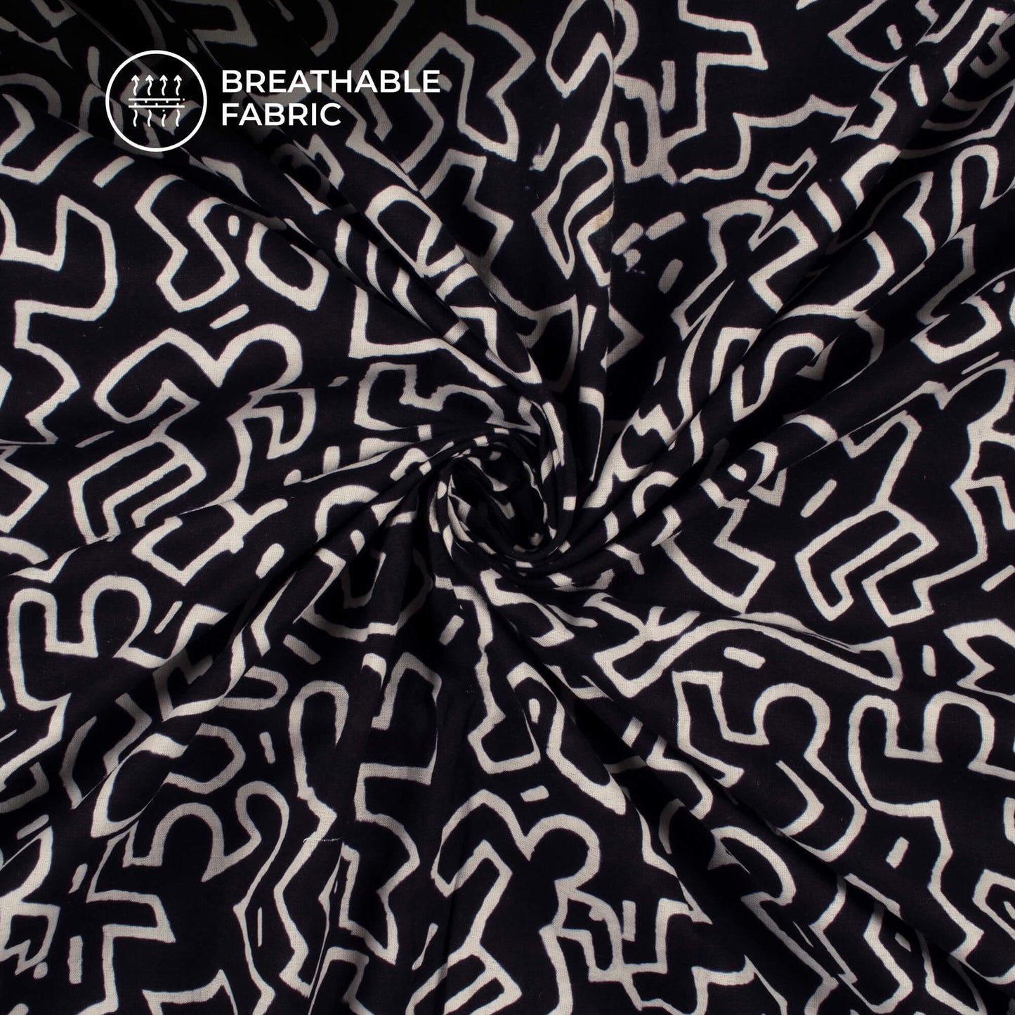 Monochrome Quirky Handblock Cotton Fabric