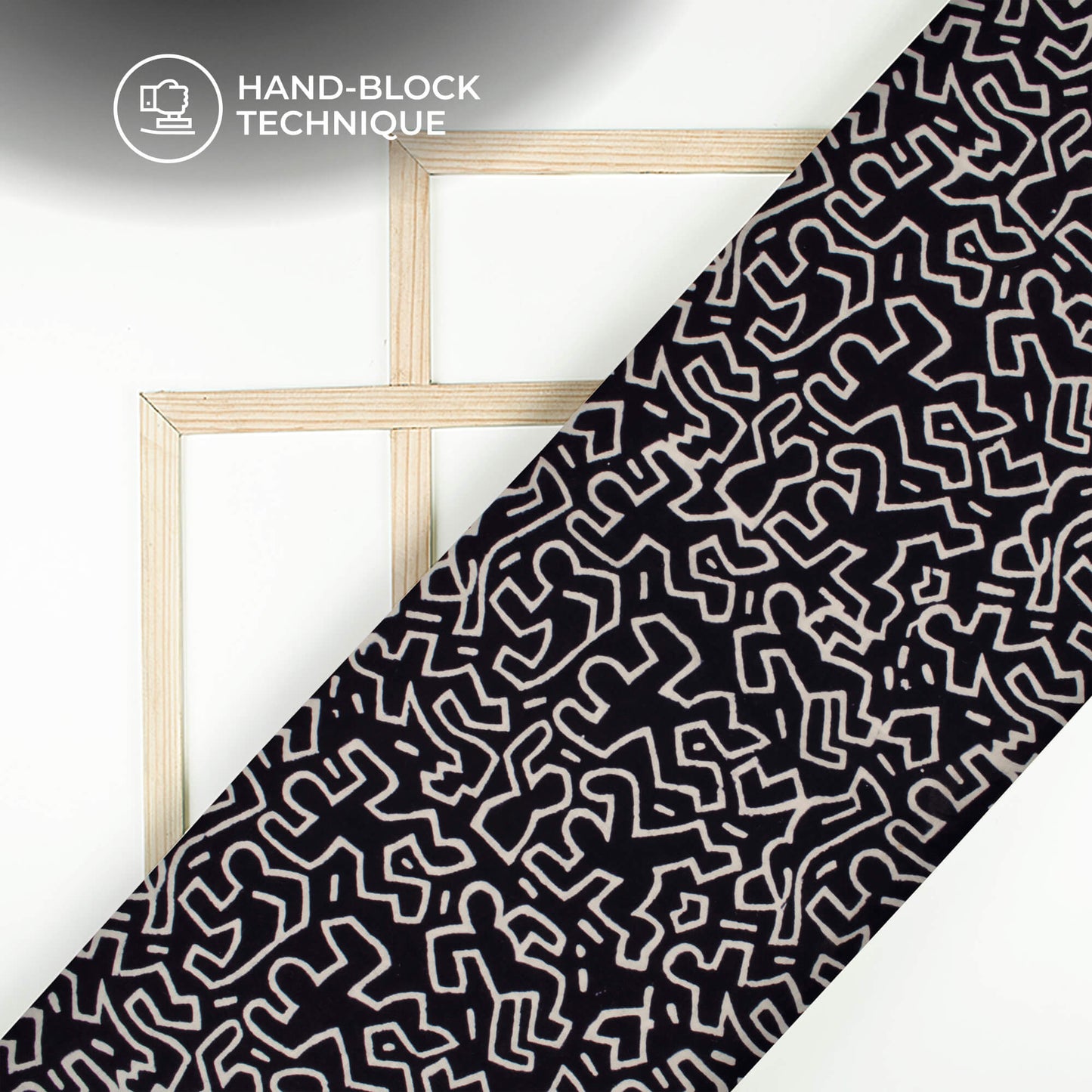 Monochrome Quirky Handblock Cotton Fabric