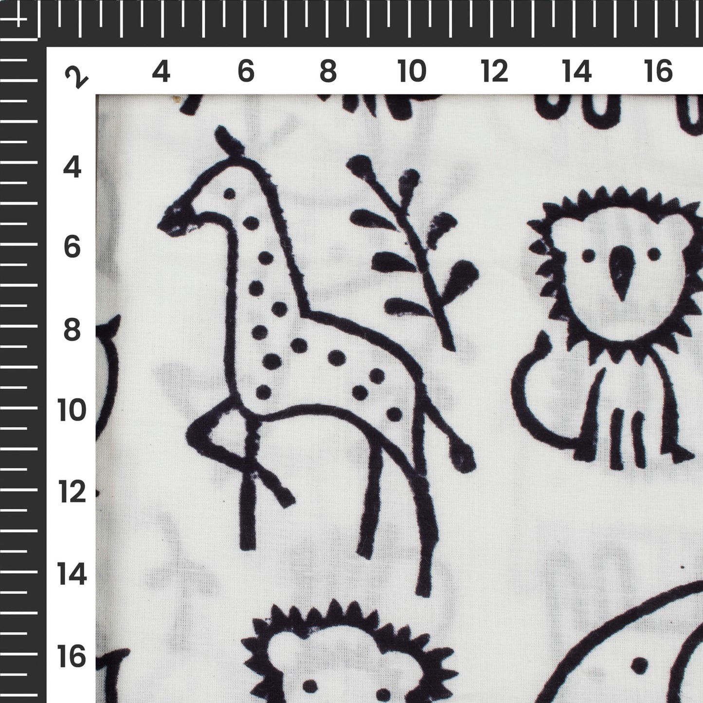 Monochrome Quirky Handblock Cotton Fabric