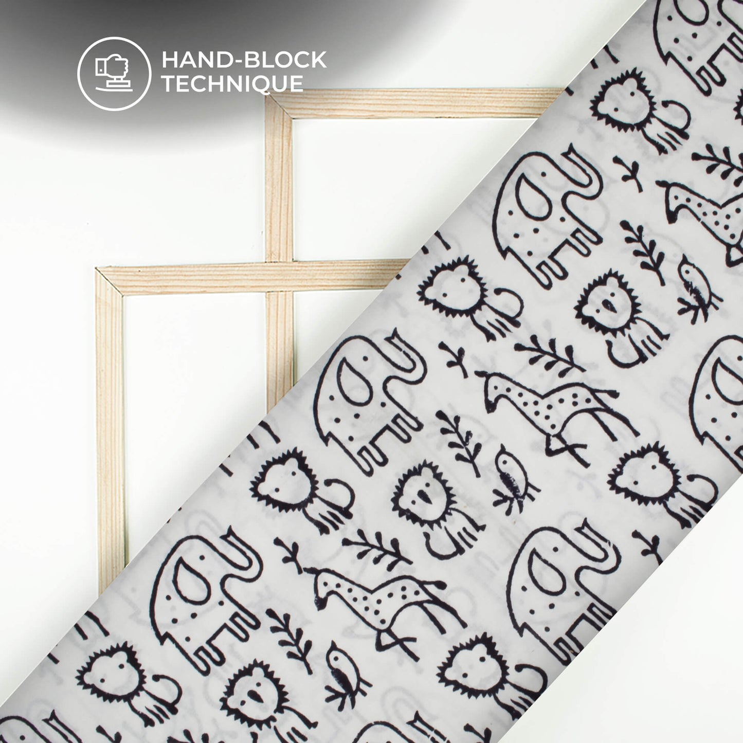 Monochrome Quirky Handblock Cotton Fabric