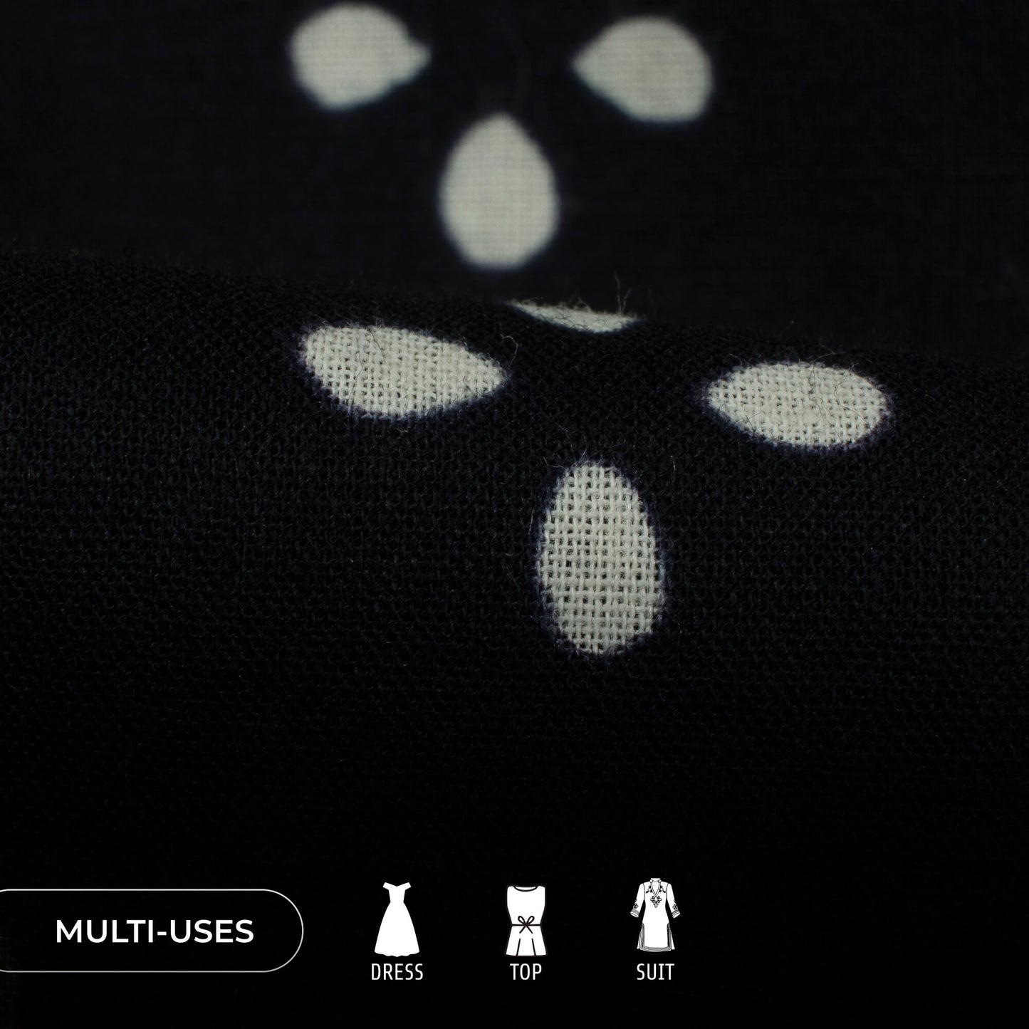 Monochrome Floral Handblock Cotton Fabric