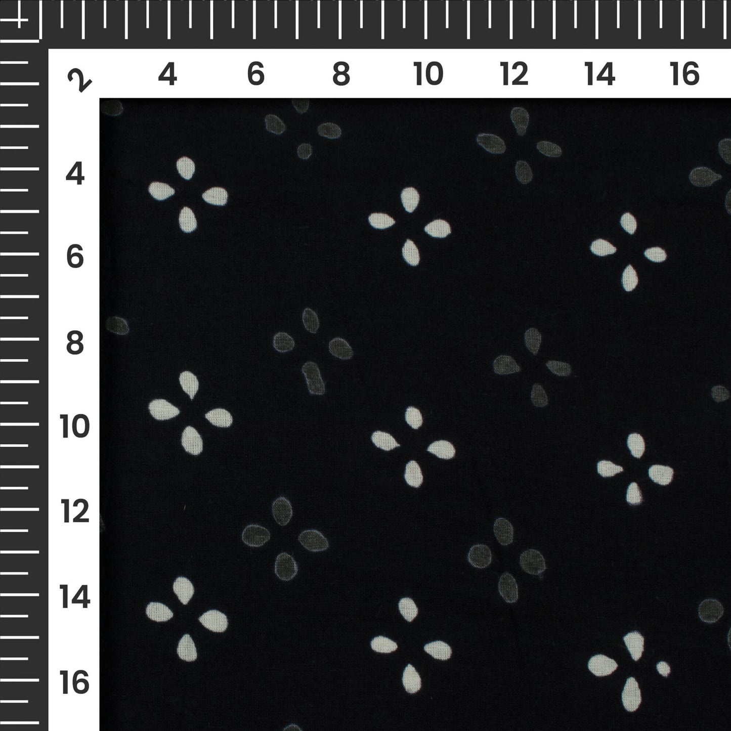 Monochrome Floral Handblock Cotton Fabric