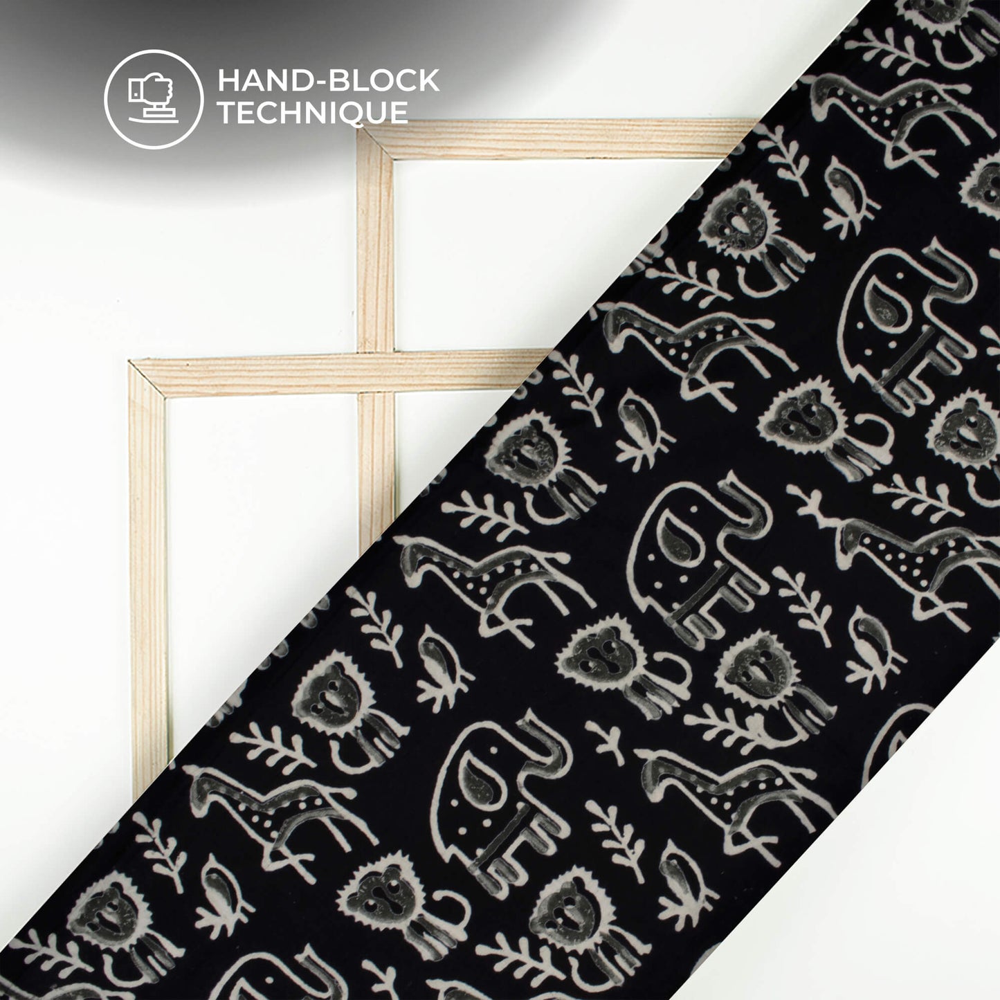 Monochrome Quirky Handblock Cotton Fabric