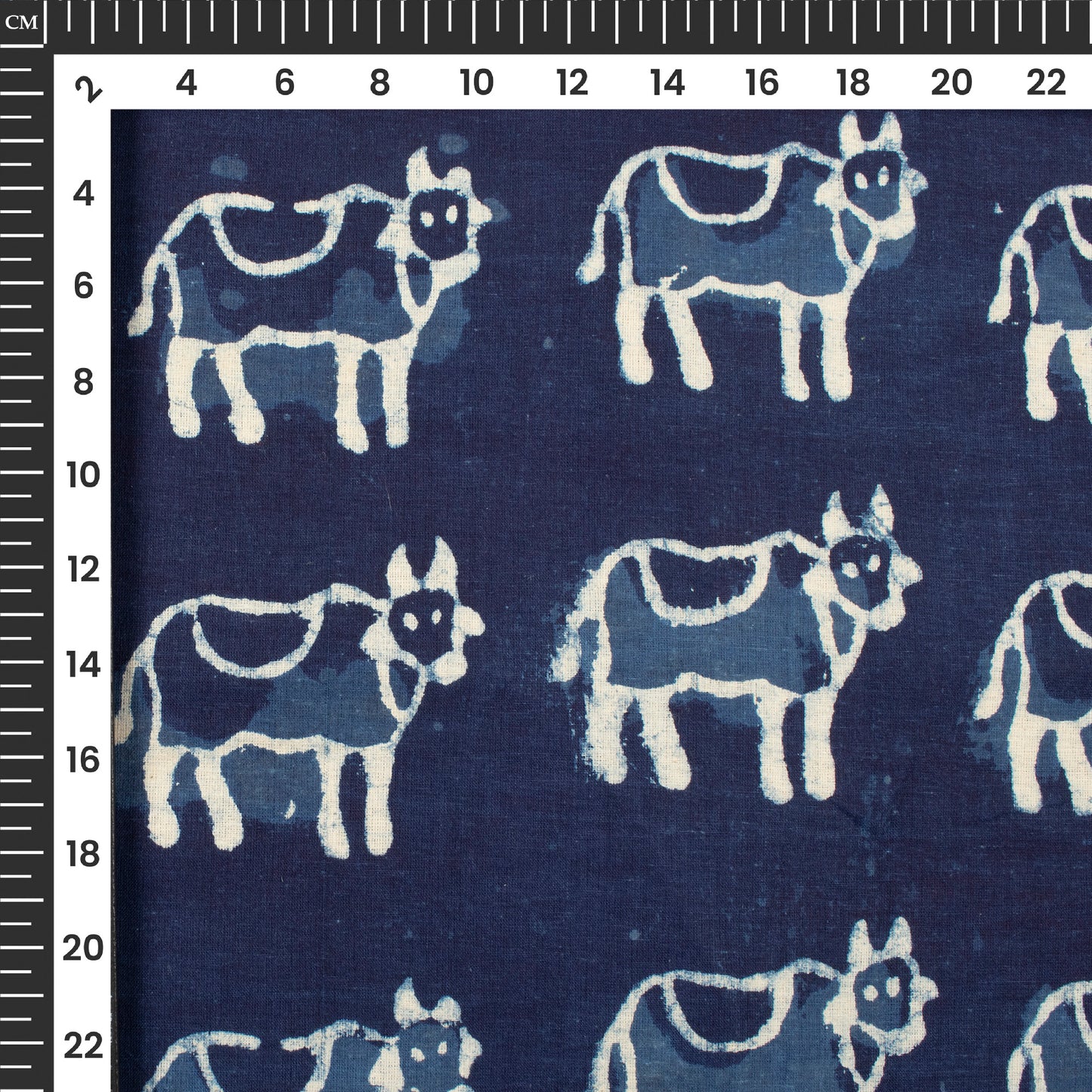 Indigo Quirky Handblock Pure Cotton Fabric
