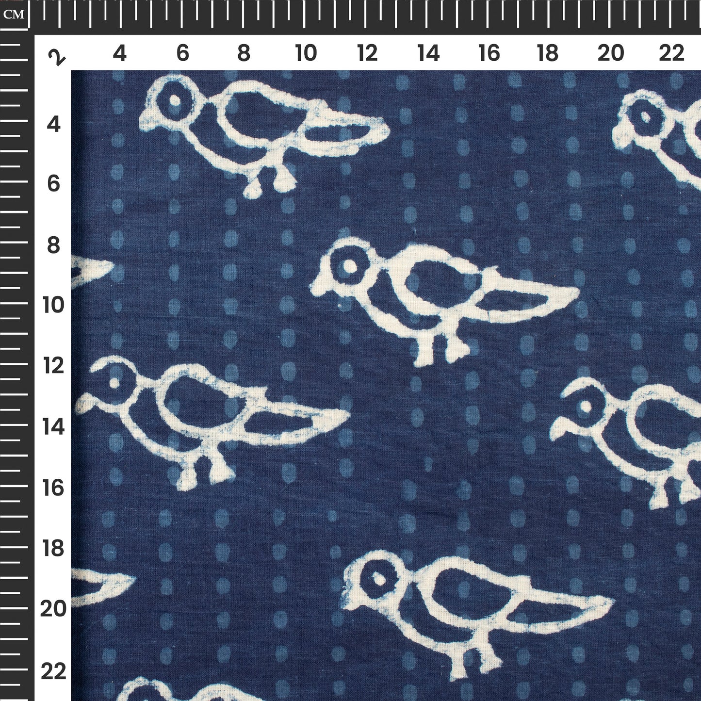 Indigo Quirky Handblock Pure Cotton Fabric