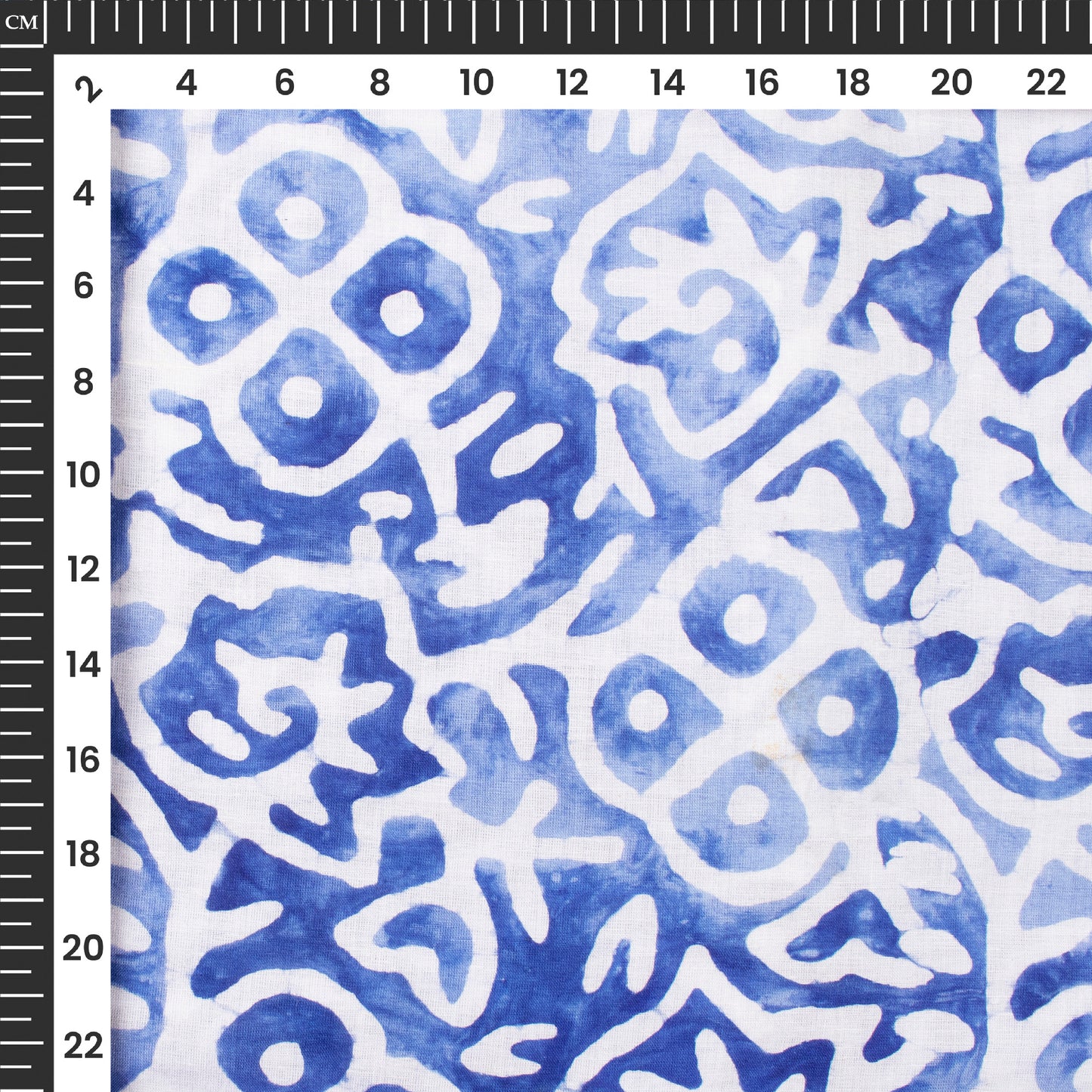 Sky Blue Geometric Handblock Pure Cotton Fabric