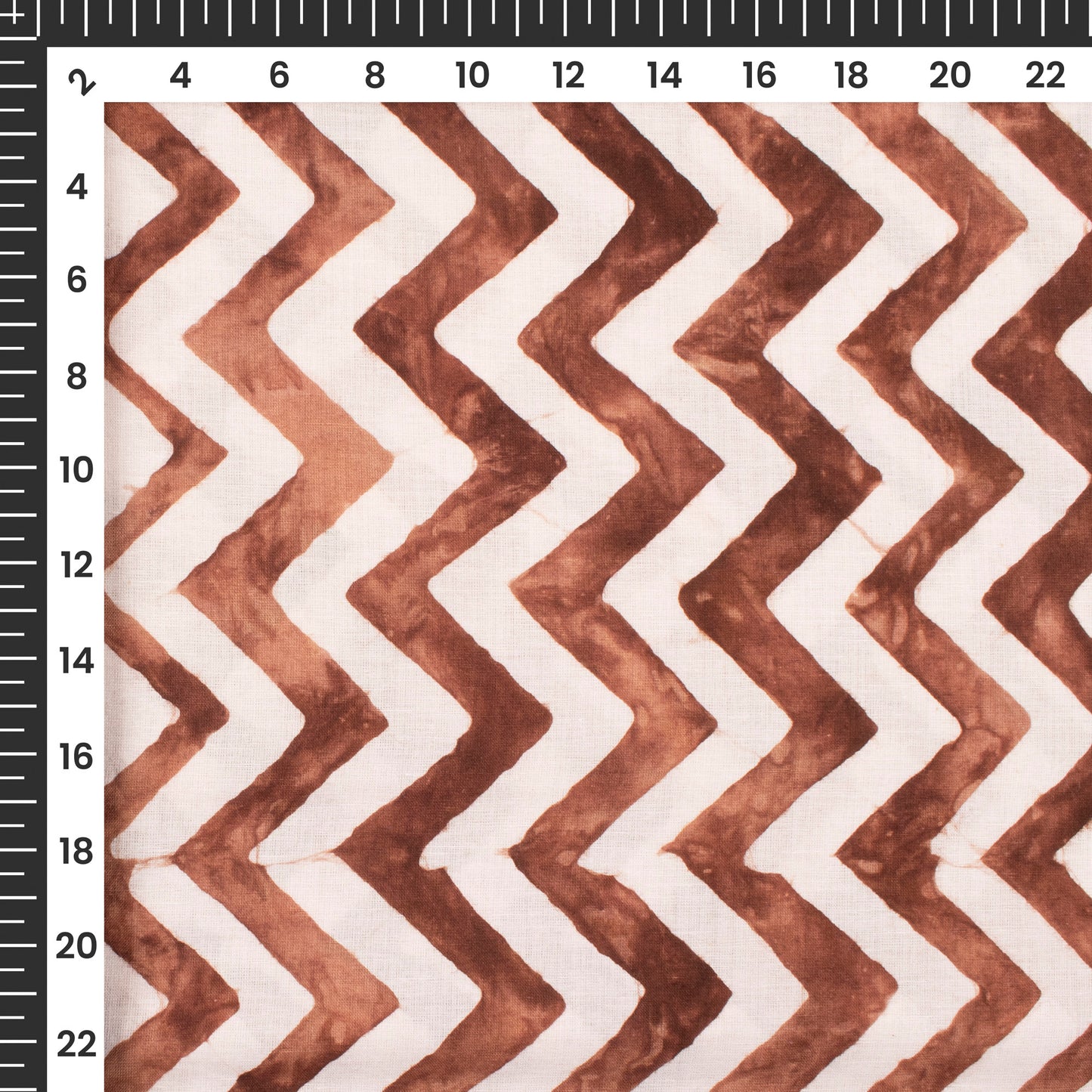 Brown Chevron Handblock Pure Cotton Fabric