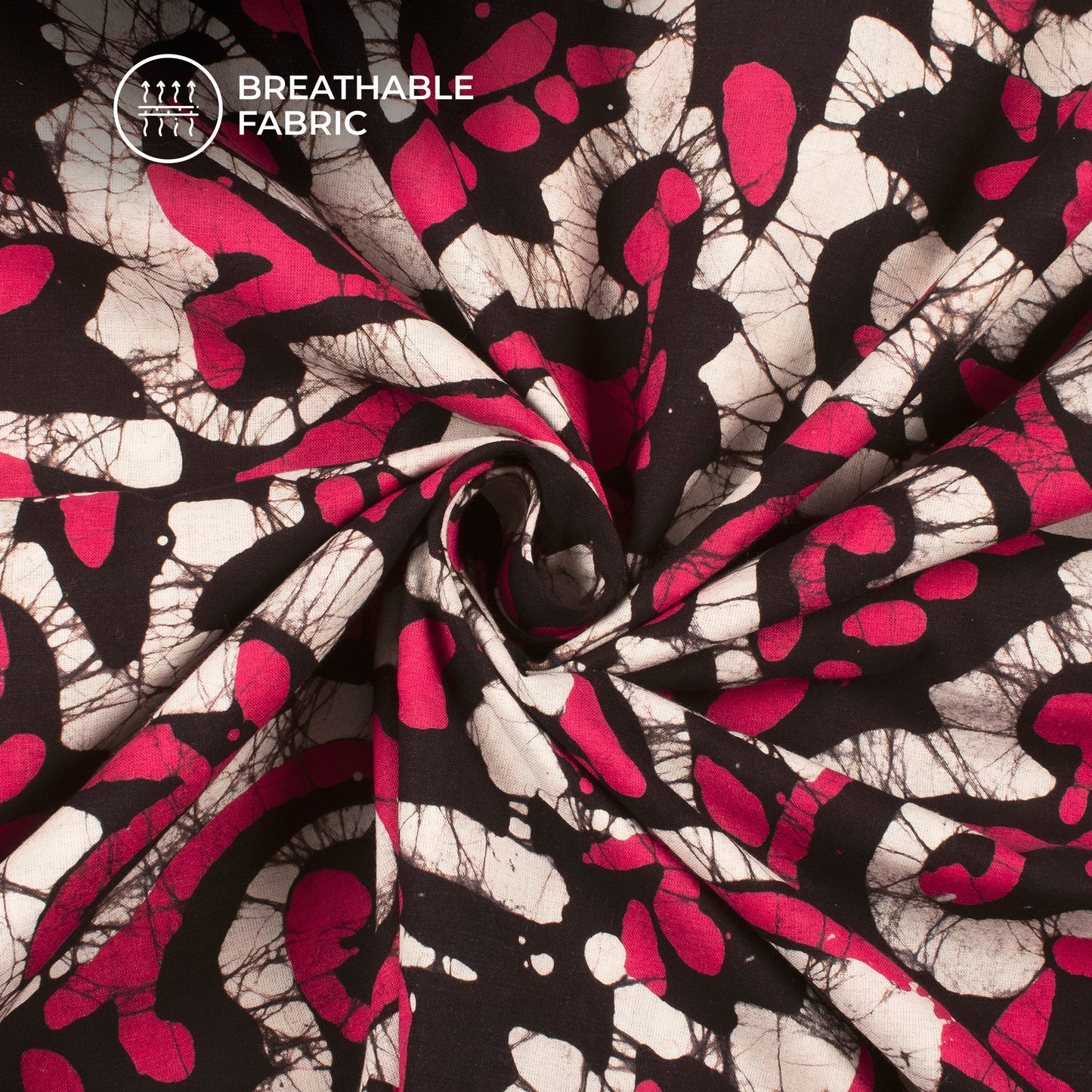 Pink Floral Handblock Pure Cotton Fabric