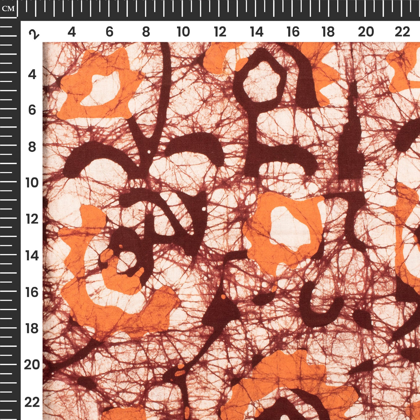 Orange Abstract Handblock Pure Cotton Fabric