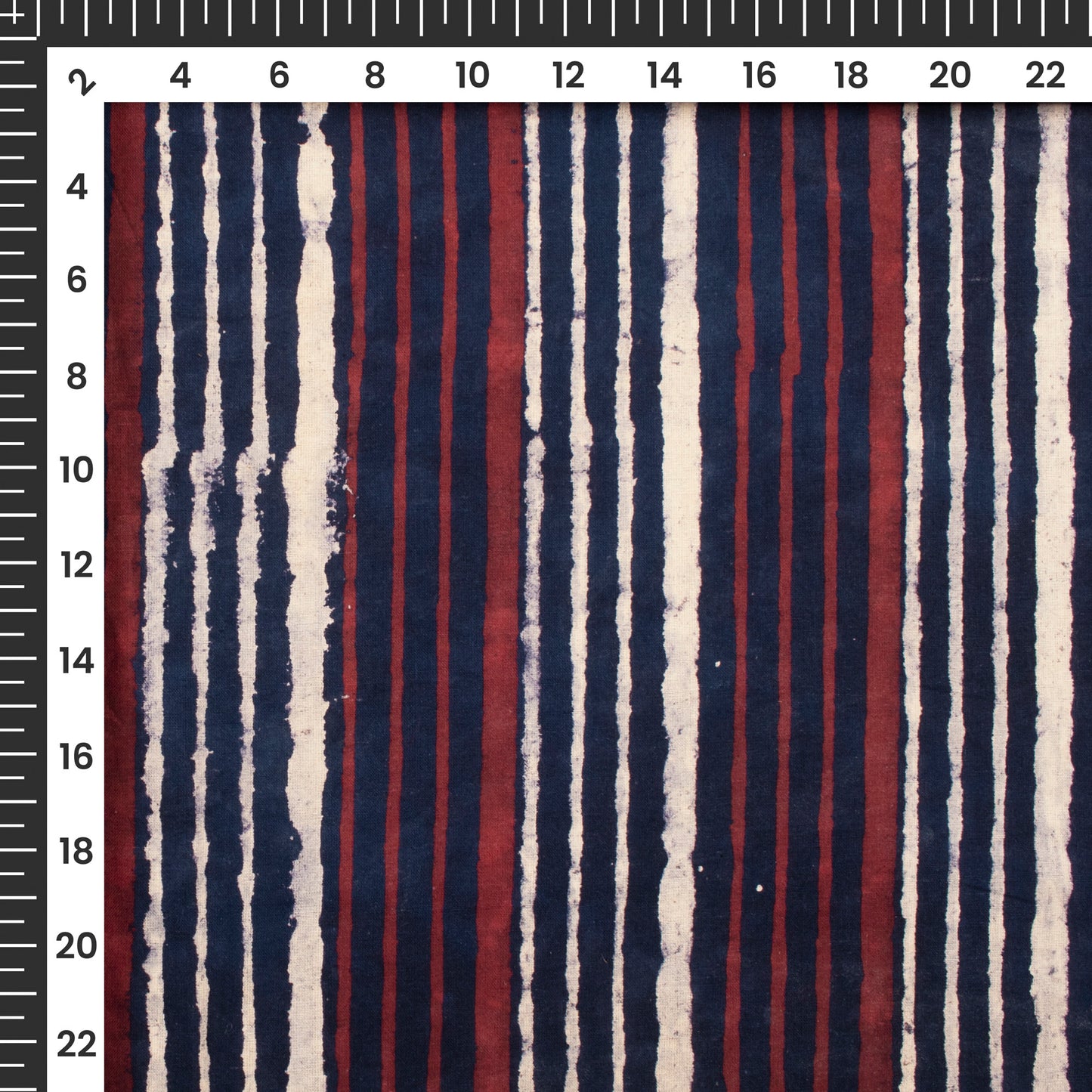 Red Stripes Handblock Pure Cotton Fabric