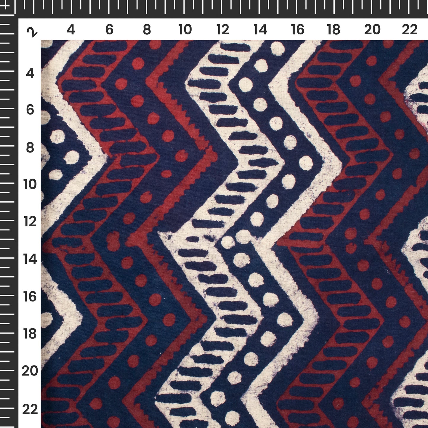 Cardinal Red Chevron Handblock Pure Cotton Fabric