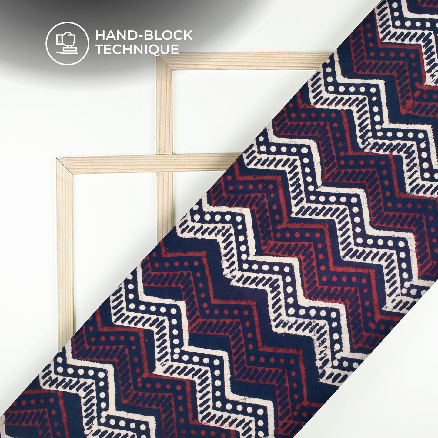 Cardinal Red Chevron Handblock Pure Cotton Fabric