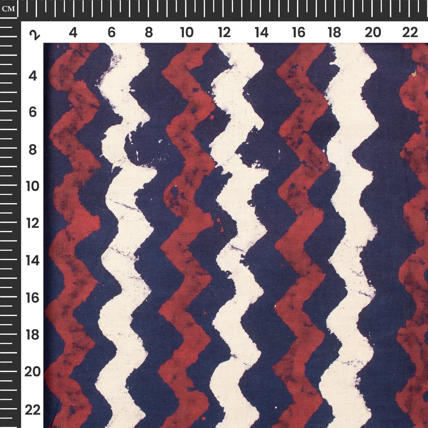 Blue Zig Zag Handblock Pure Cotton Fabric
