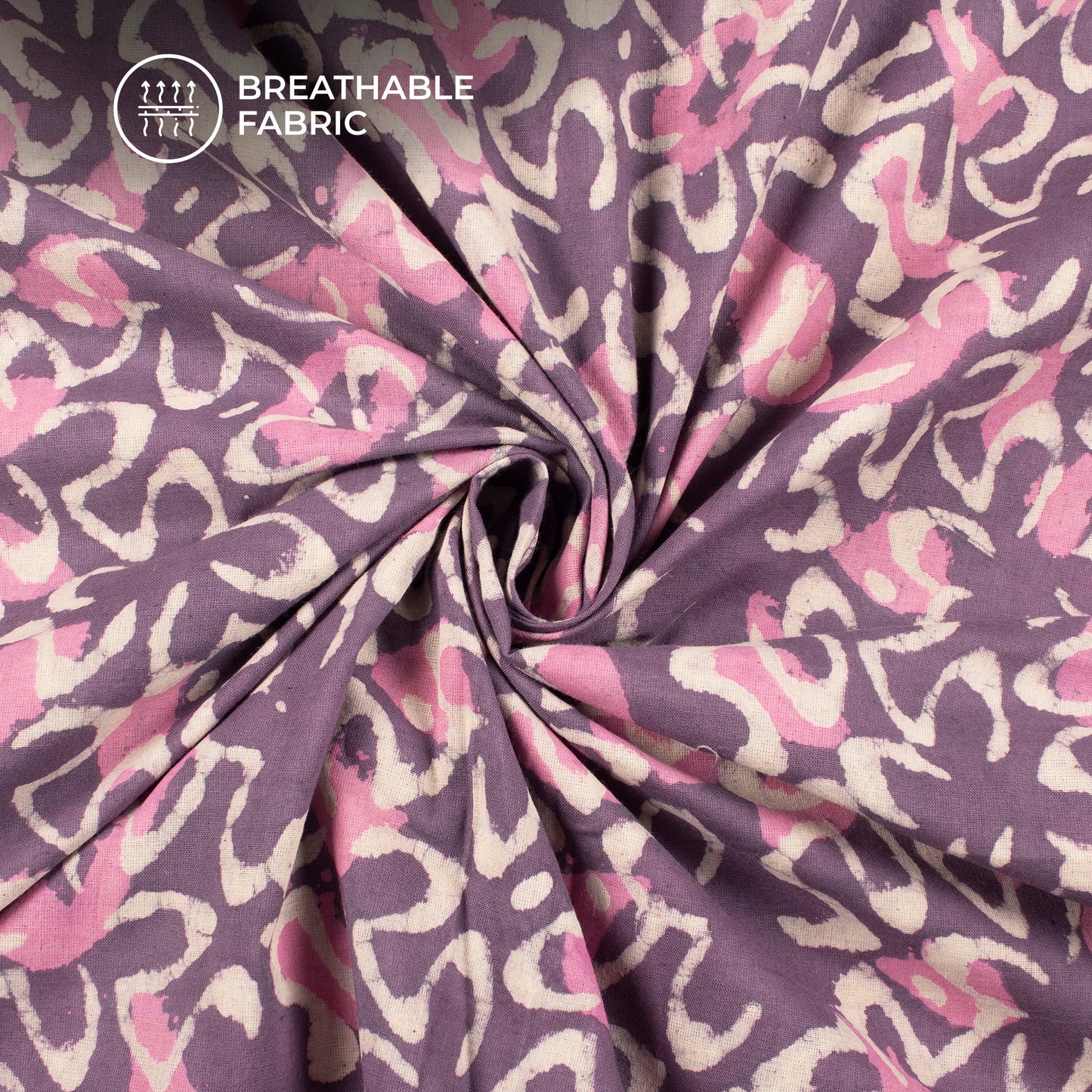 Purple Floral Handblock Pure Cotton Fabric