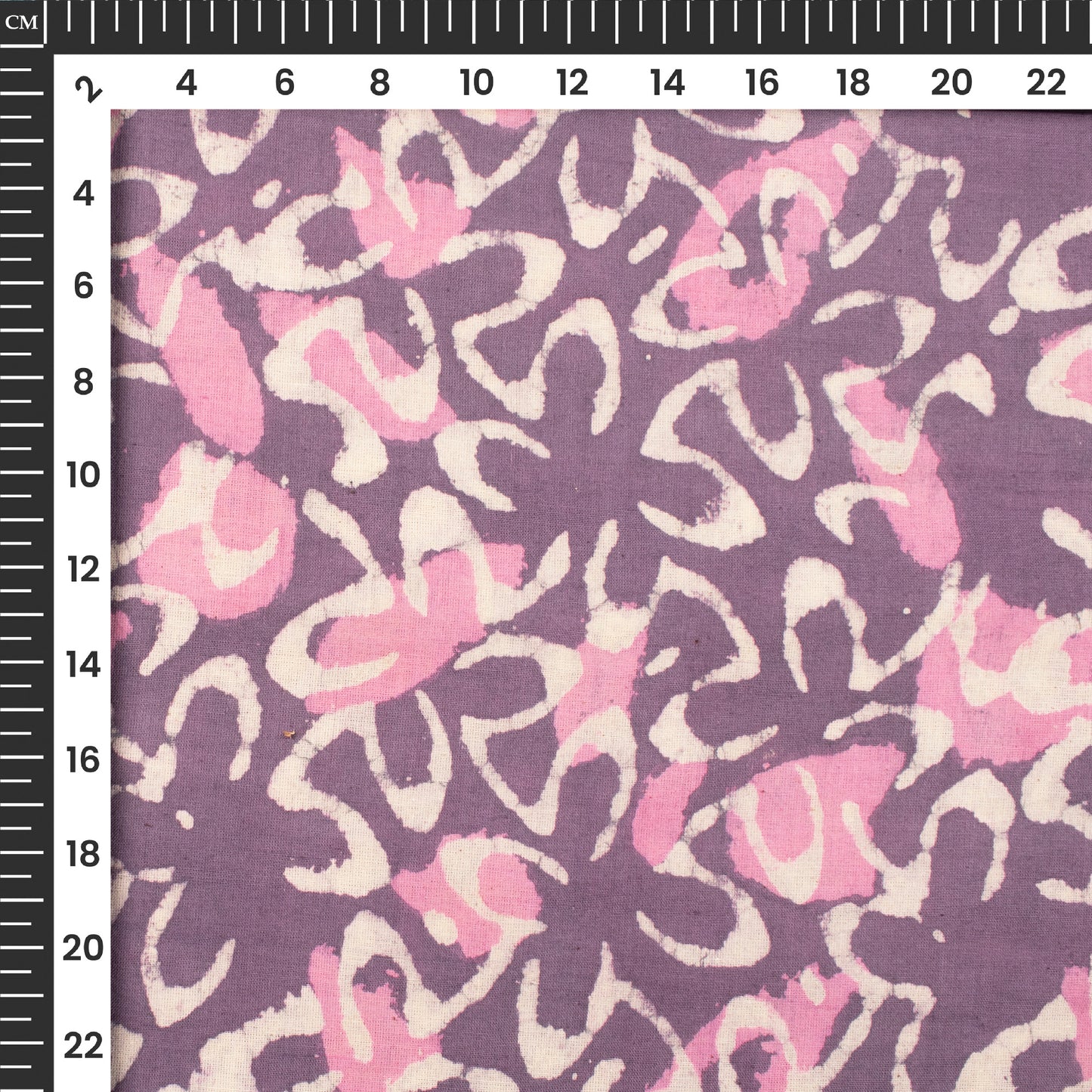 Purple Floral Handblock Pure Cotton Fabric