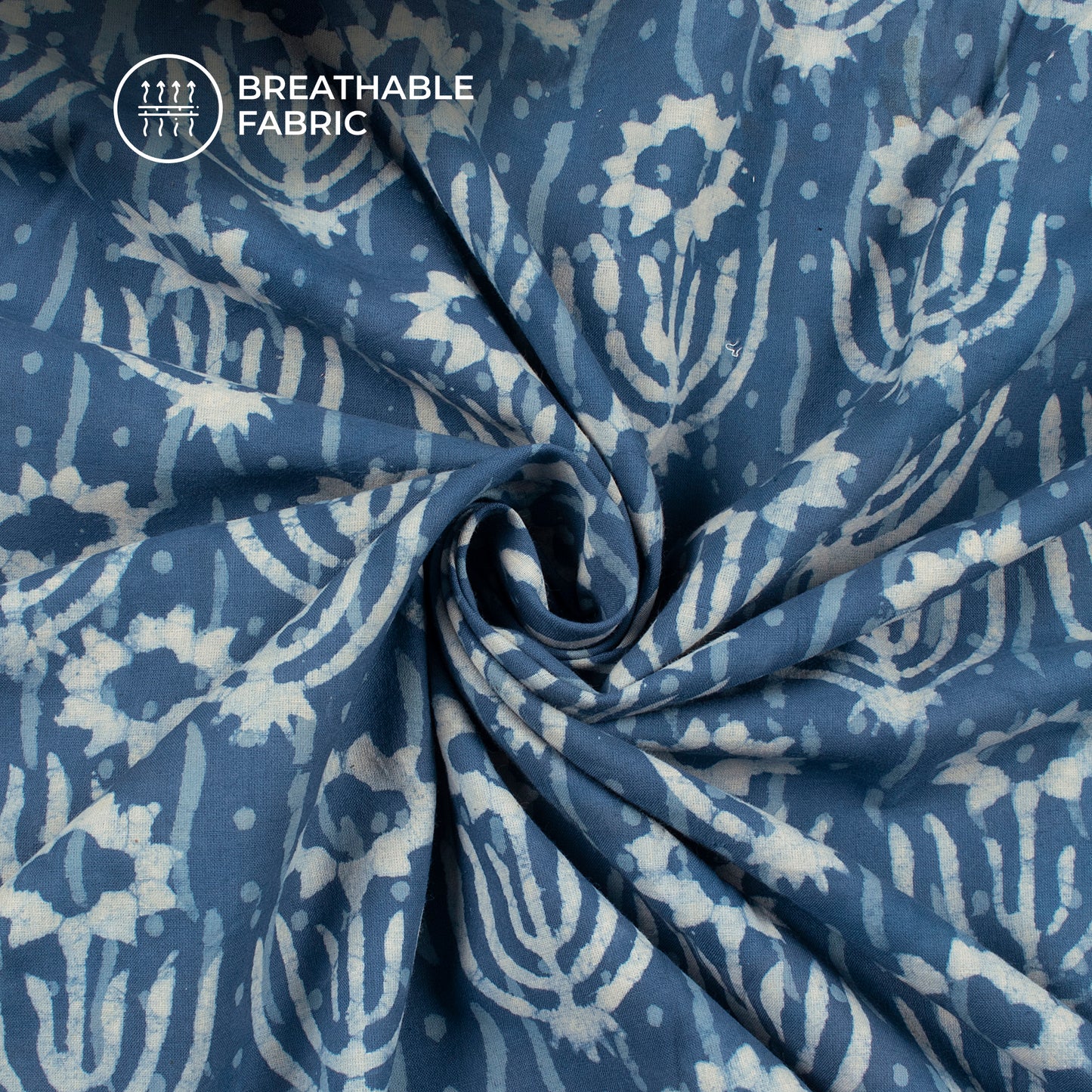 Indigo Handblock Pure Cotton Fabric