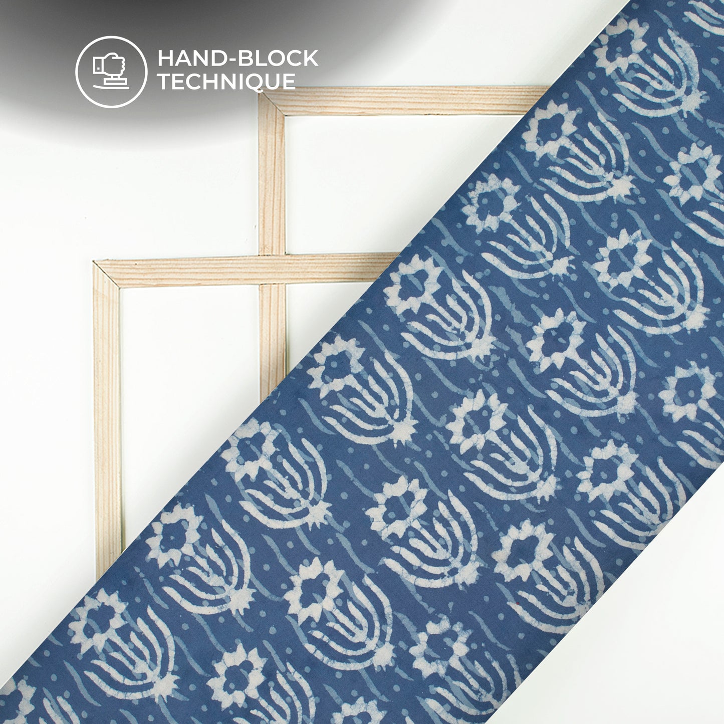 Indigo Handblock Pure Cotton Fabric