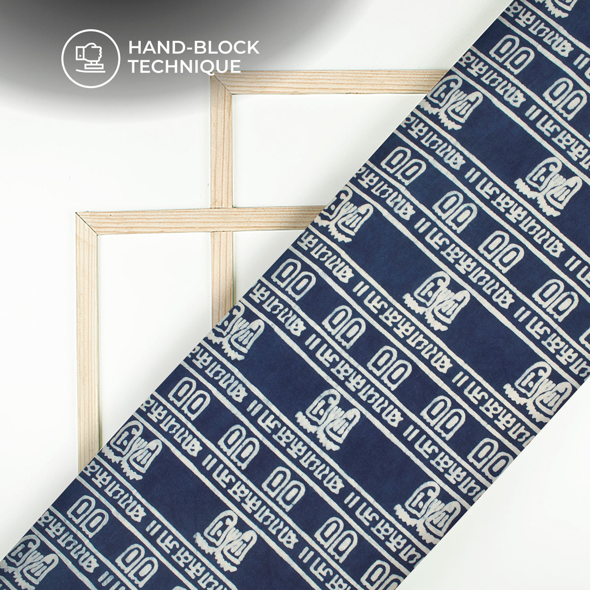 Indigo Handblock Pure Cotton Fabric
