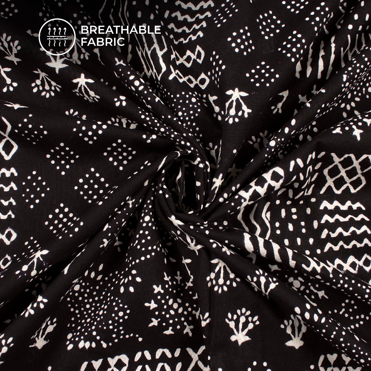 Monochrome Handblock Pure Cotton Fabric