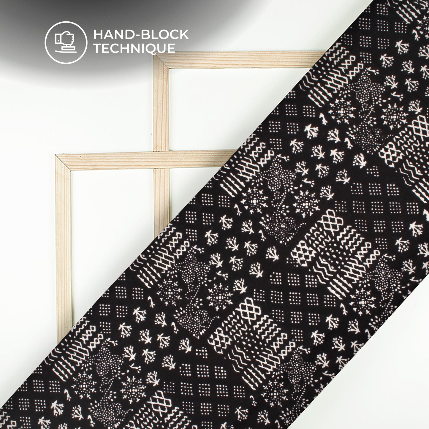 Monochrome Handblock Pure Cotton Fabric