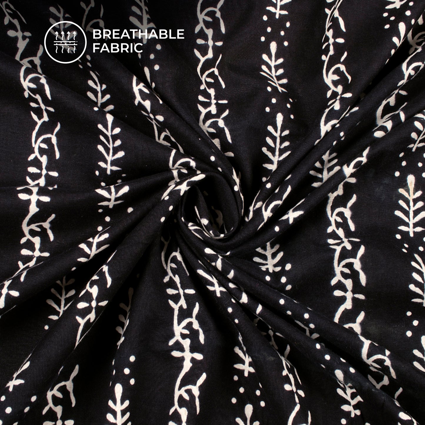 Monochrome Handblock Pure Cotton Fabric