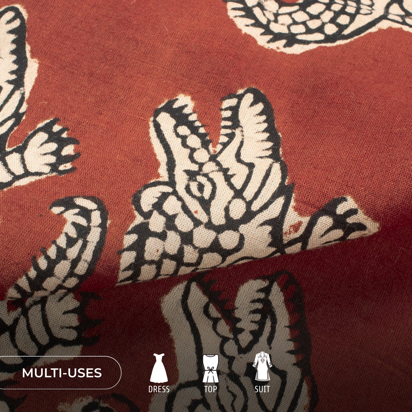 Animal Bagru Handblock Pure Cotton Fabric