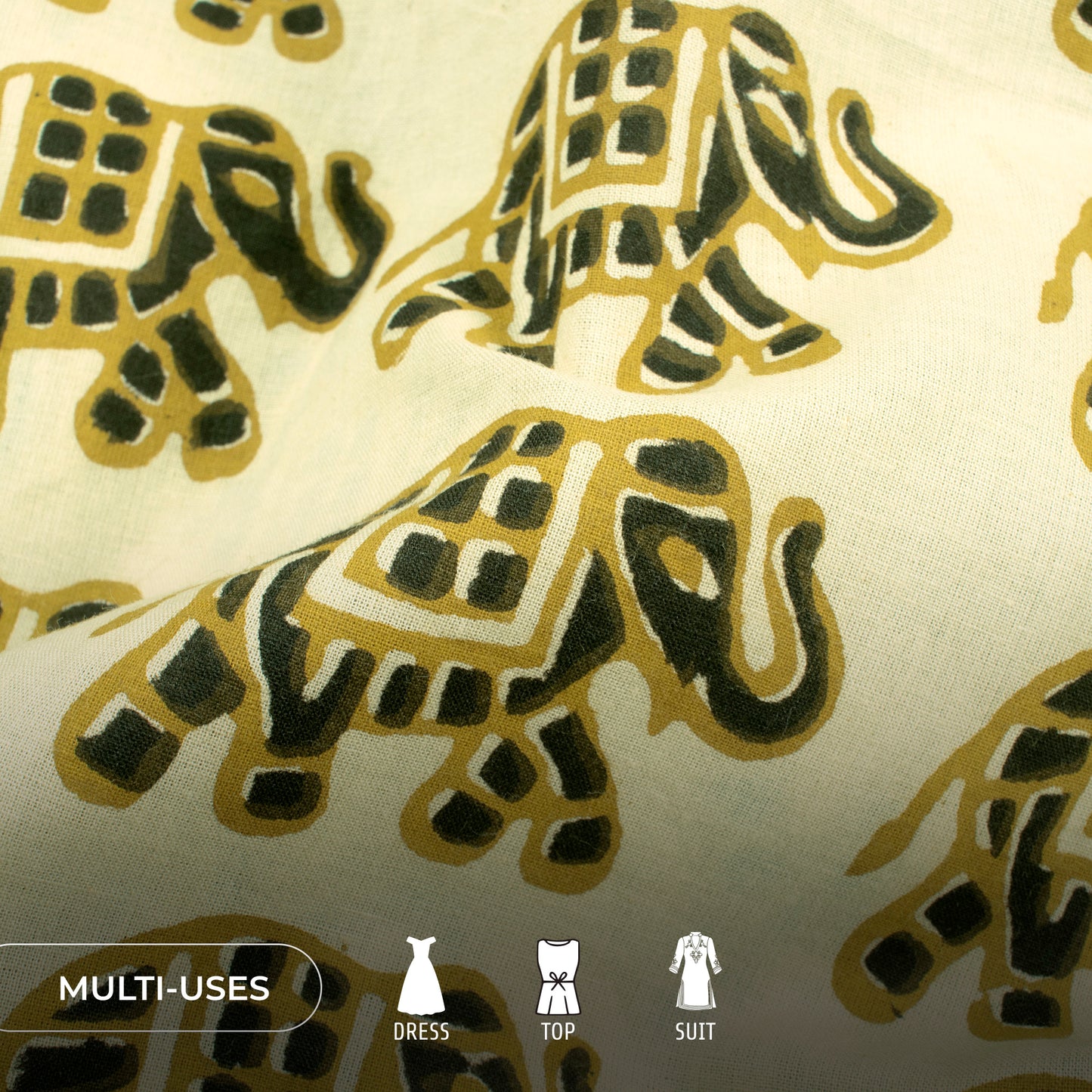 Animal Bagru Handblock Pure Cotton Fabric