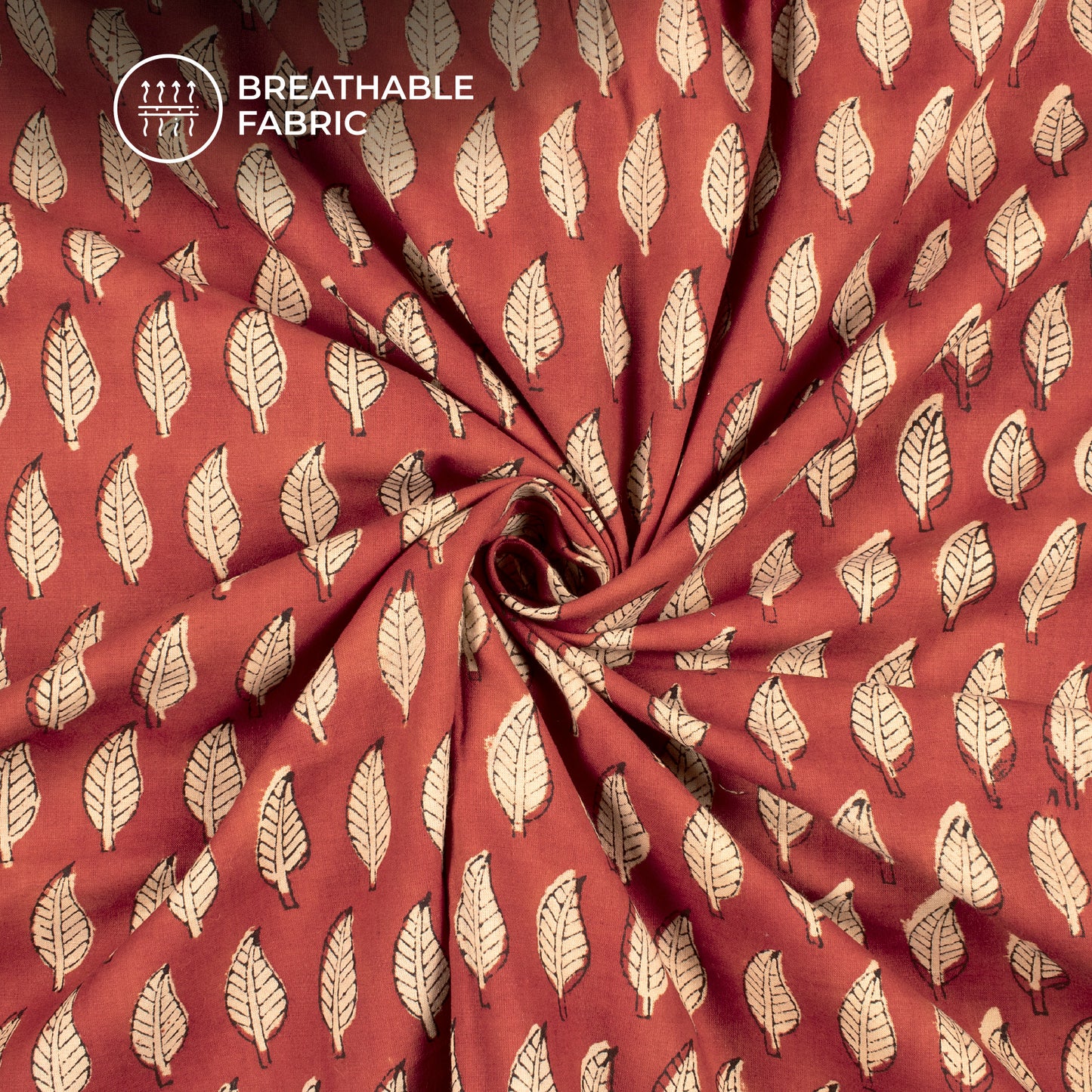 Leaf Bagru Handblock Pure Cotton Fabric