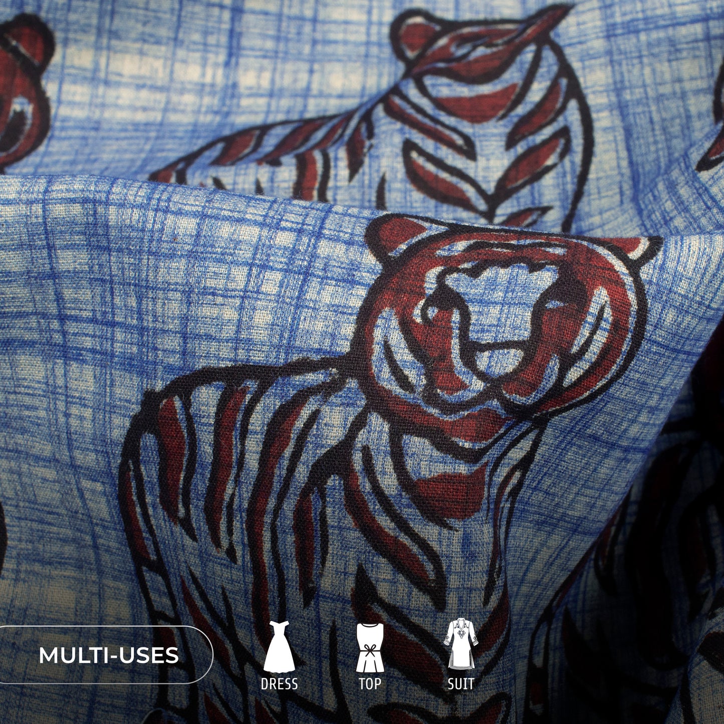 Animal Bagru Handblock Pure Cotton Fabric