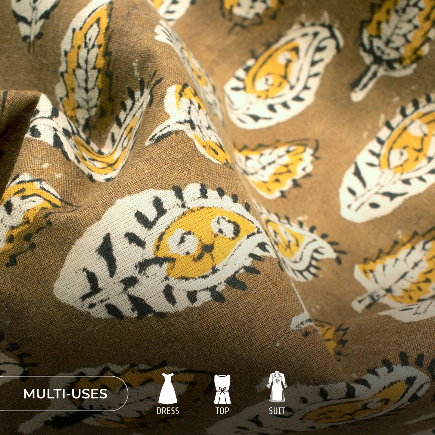 Paisley Bagru Handblock Pure Cotton Fabric