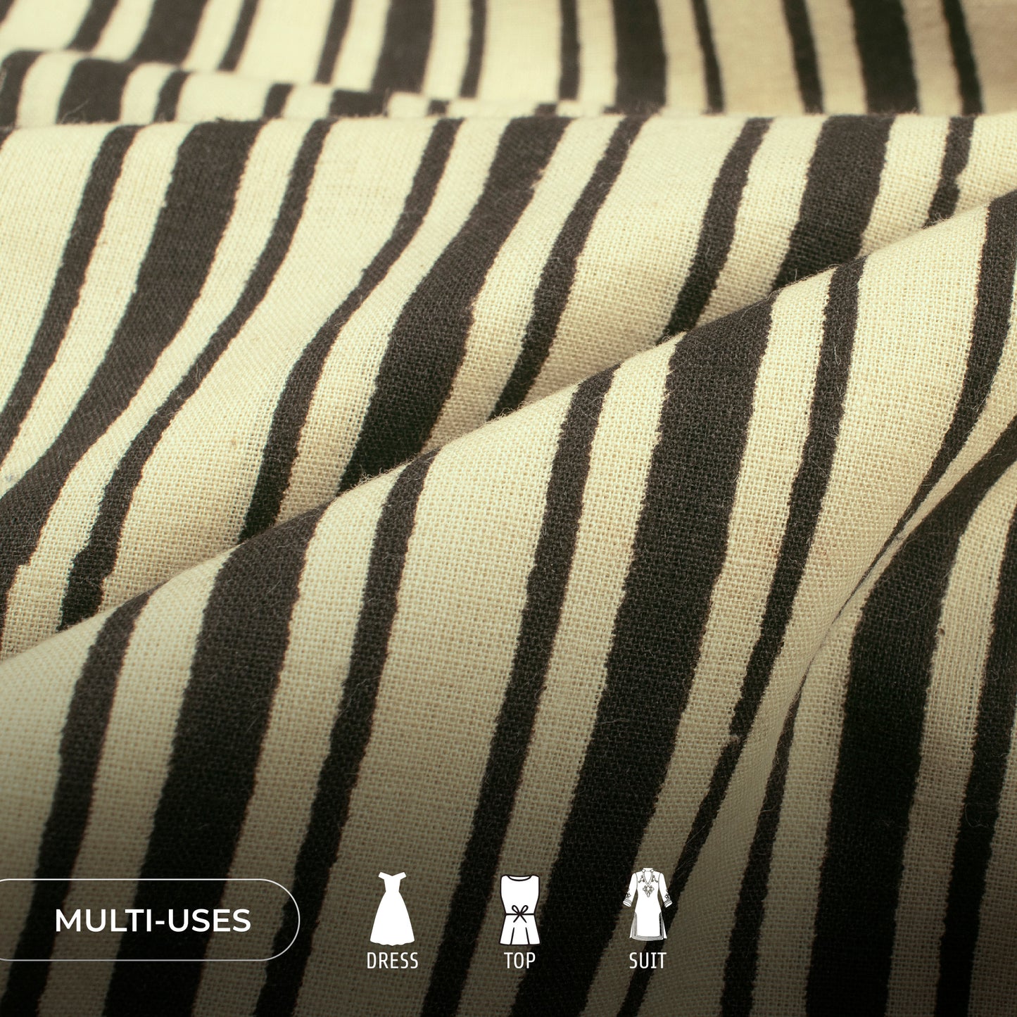 Stripes Bagru Handblock Pure Cotton Fabric