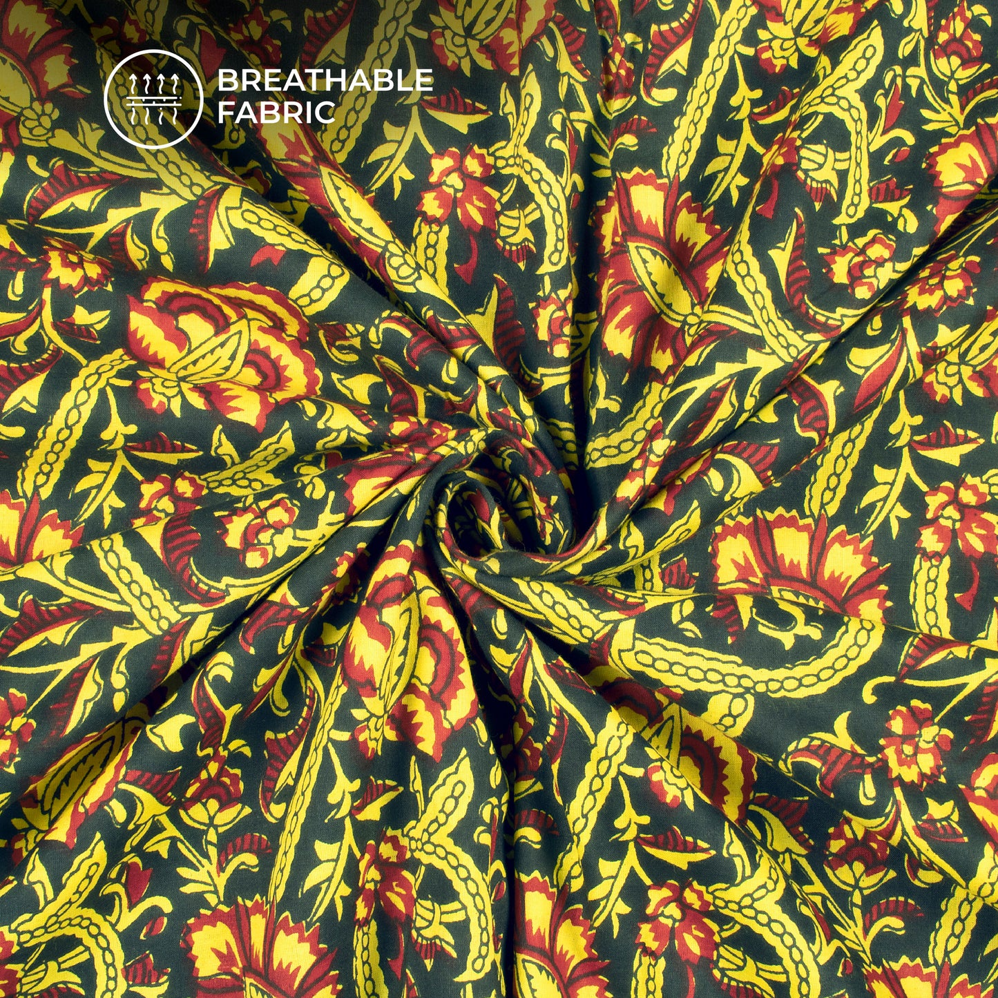 Floral Bagru Handblock Pure Cotton Fabric