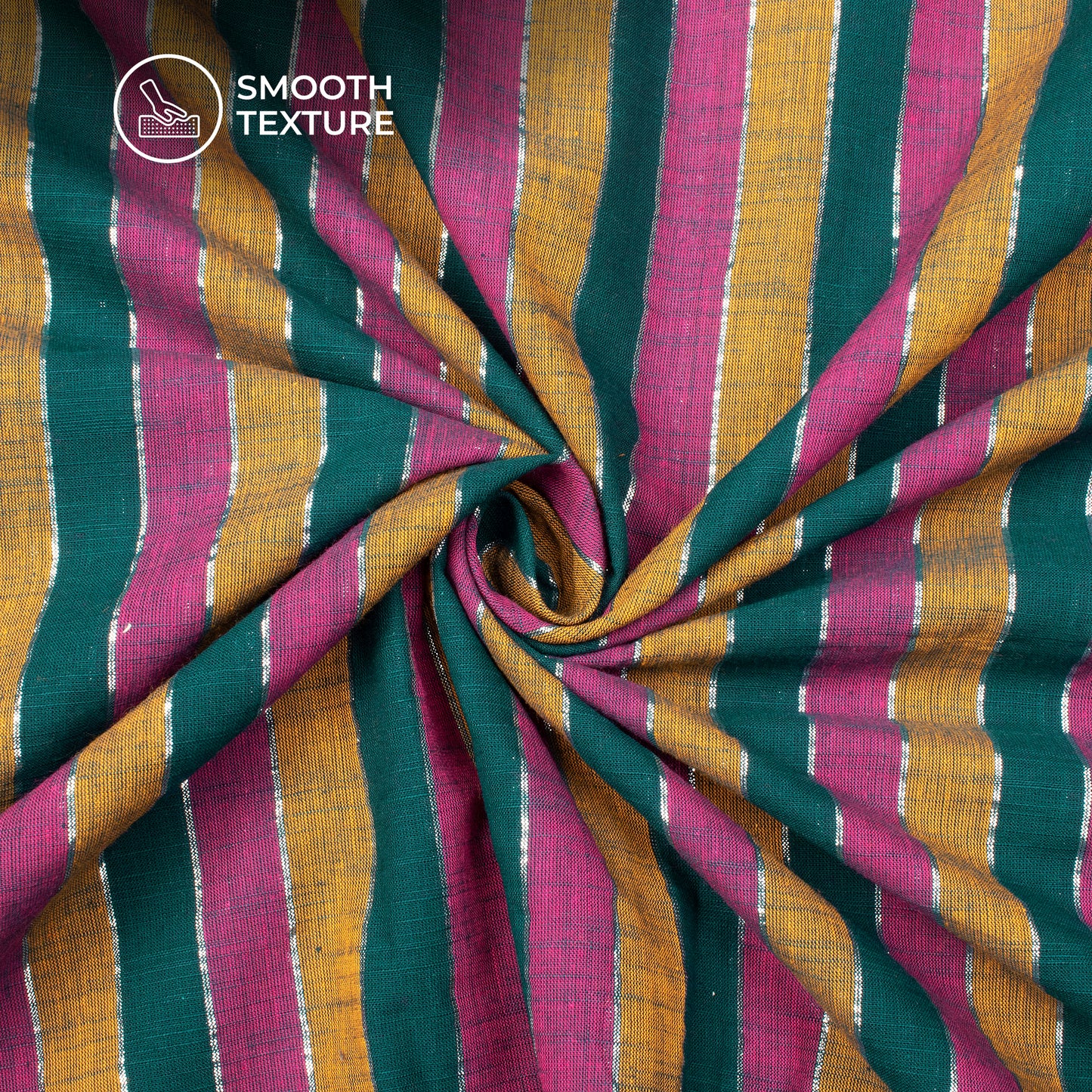 Multi-Color Stripes Lurex Slub Pure Handloom Cotton Slub Fabric