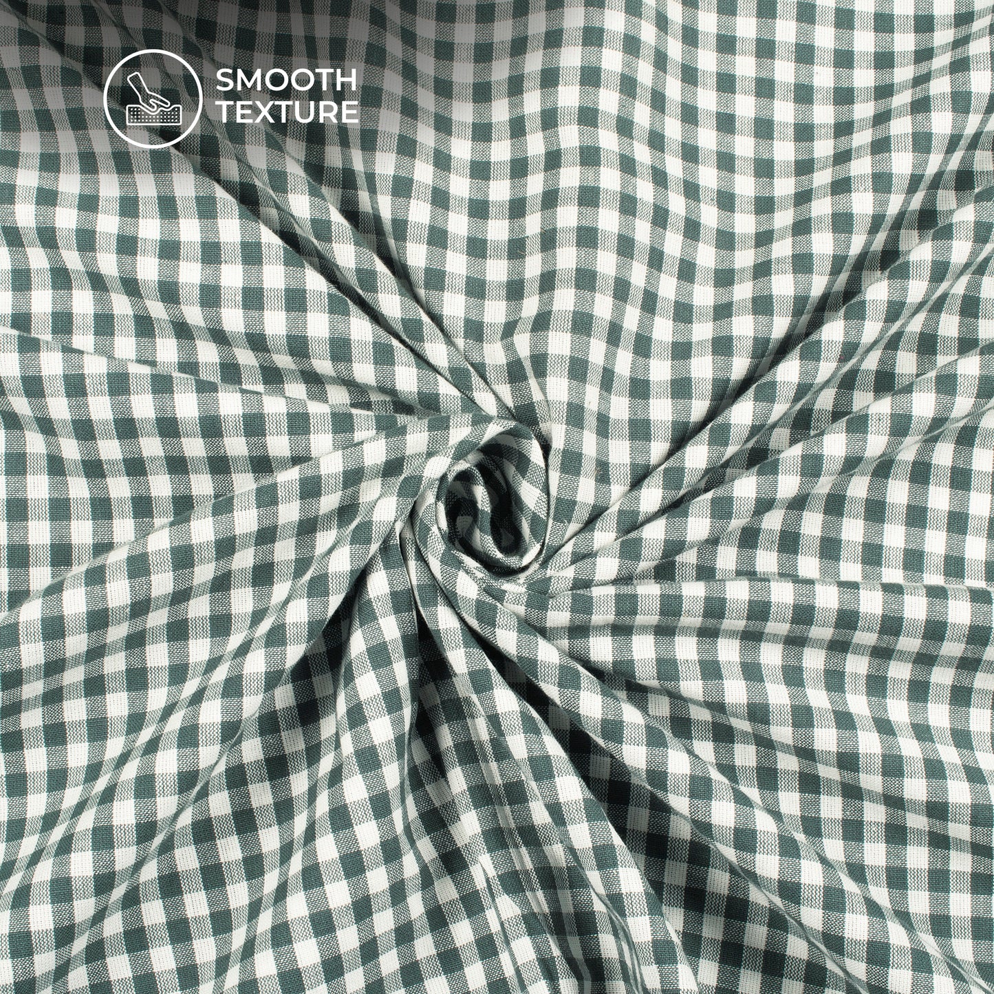 Green And White Checked Pure Handloom Cotton Slub Fabric