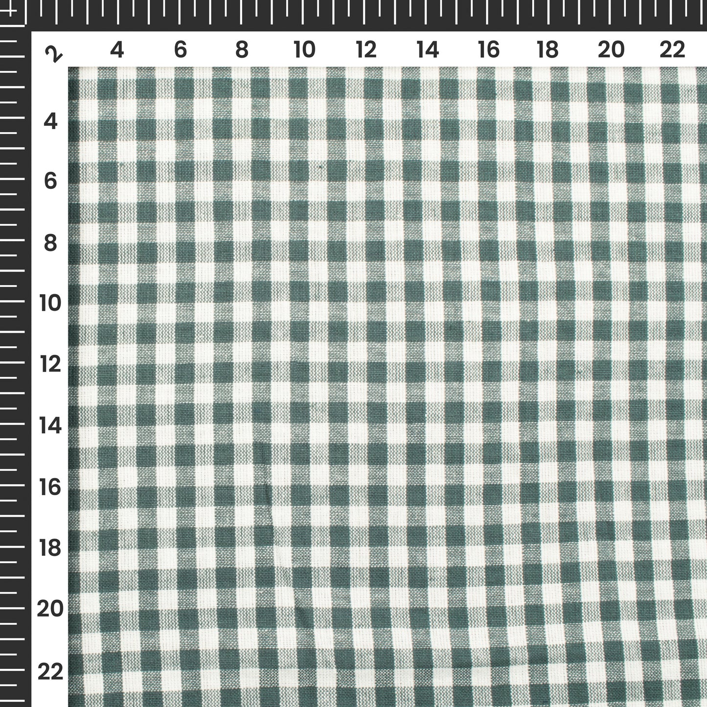 Green And White Checked Pure Handloom Cotton Slub Fabric