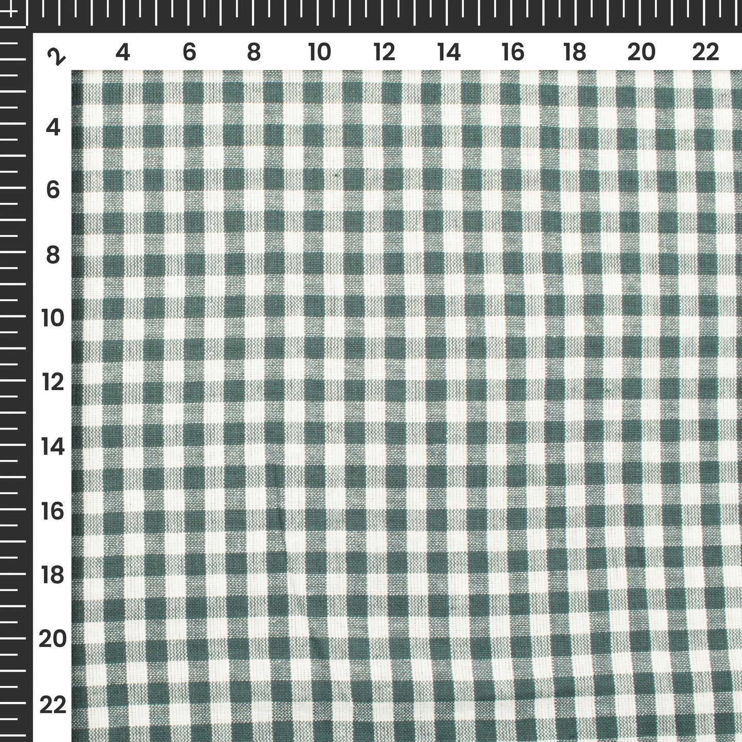 Green And White Checked Pure Handloom Cotton Slub Fabric