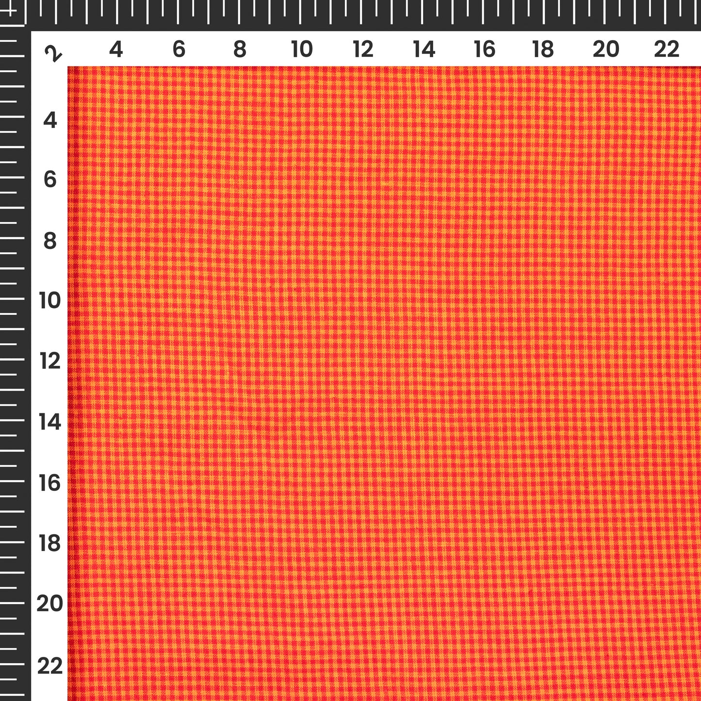 Orange Checked Pure Handloom Cotton Slub Fabric