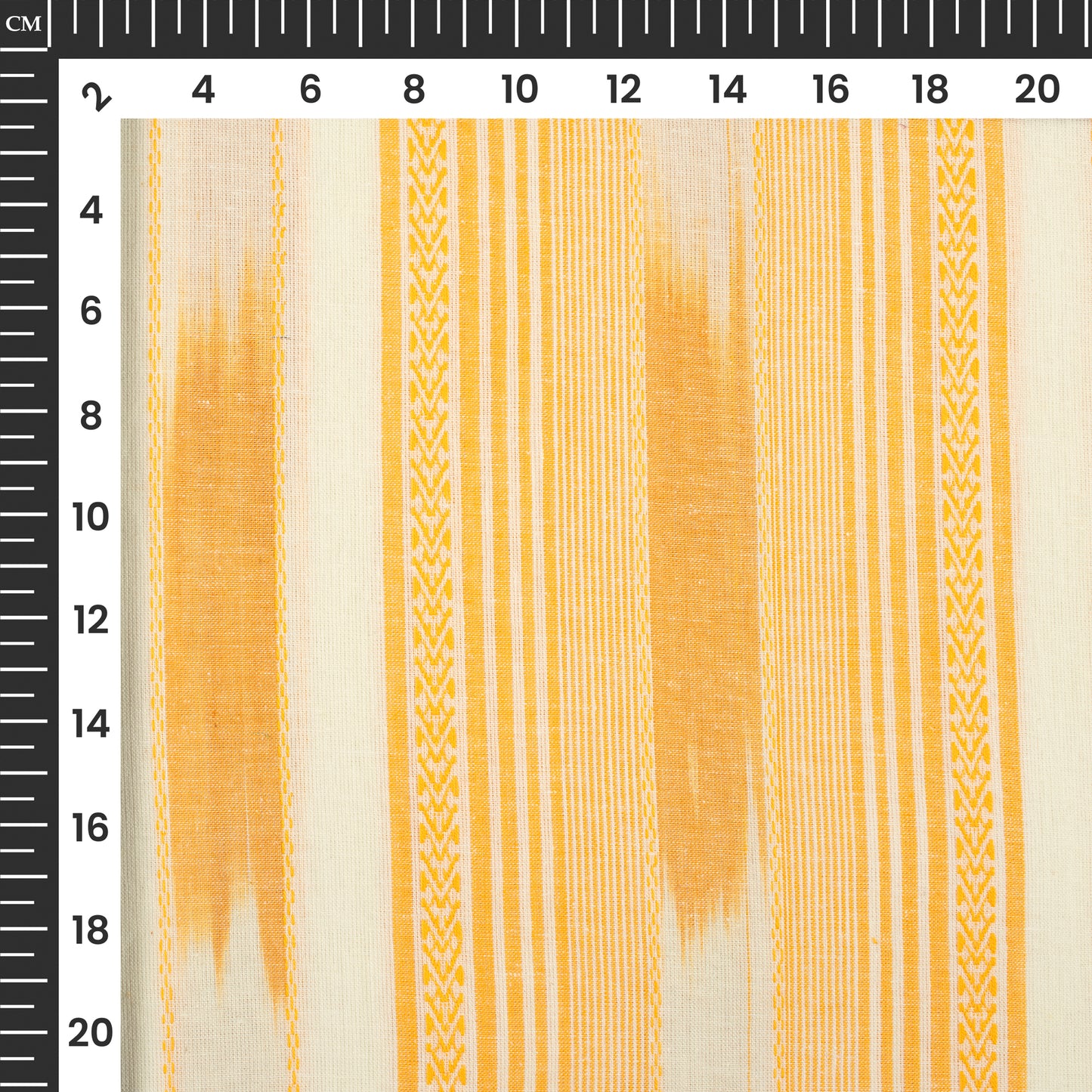 Yellow Pochampally Stripes Dobby Handloom Cotton Fabric