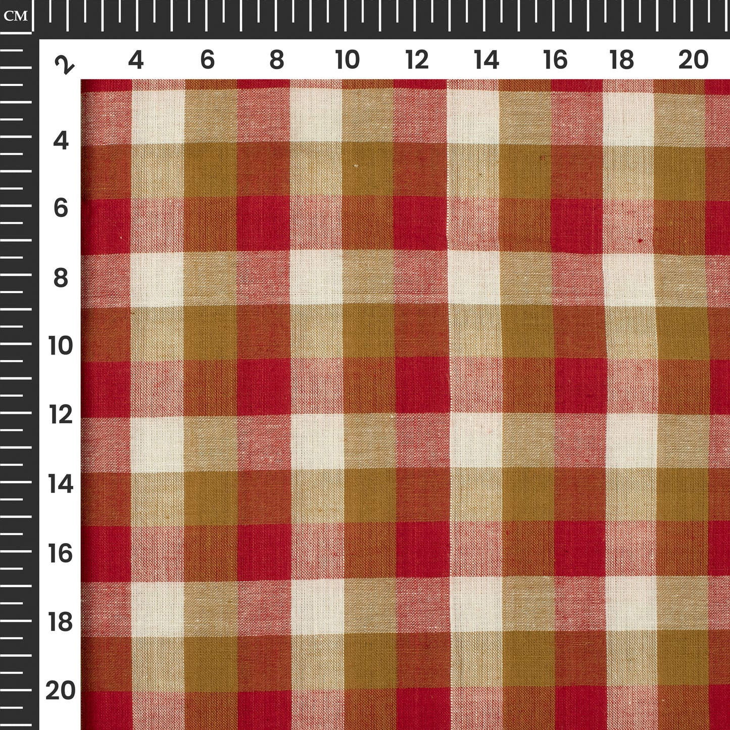 Trendy White And Red Checks Handloom Cotton Fabric